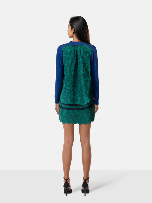 Sacai Sacai Luck Blue & Green Floral Dress & Cardigan Set Sacai Sacai Luck Blue & Green Floral Dress & Cardigan Set