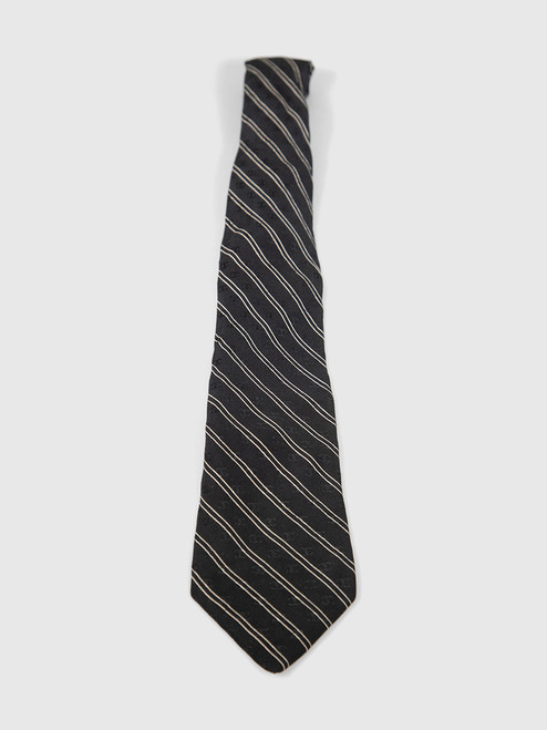 Chanel Black Silk Striped Tie Chanel Black Silk Striped Tie
