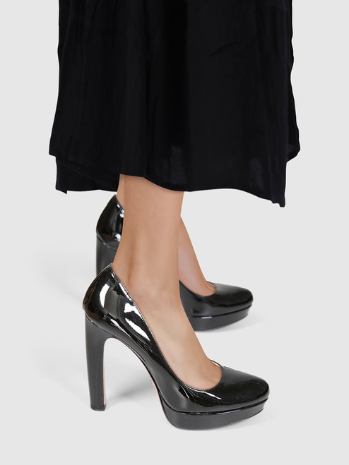 Prada Black Patent Block Heel Pumps Prada Black Patent Block Heel Pumps