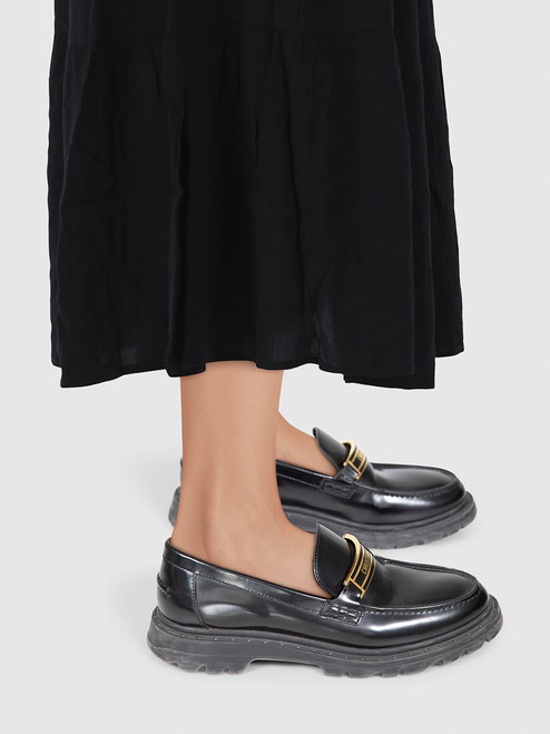 Dior Black Leather Logo Detail Code Loafers