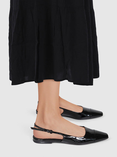 Dear Frances Black Patent Leather Slingbacks Dear Frances Black Patent Leather Slingbacks