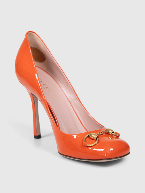 Gucci Orange Patent Square Toe Pumps Gucci Orange Patent Square Toe Pumps
