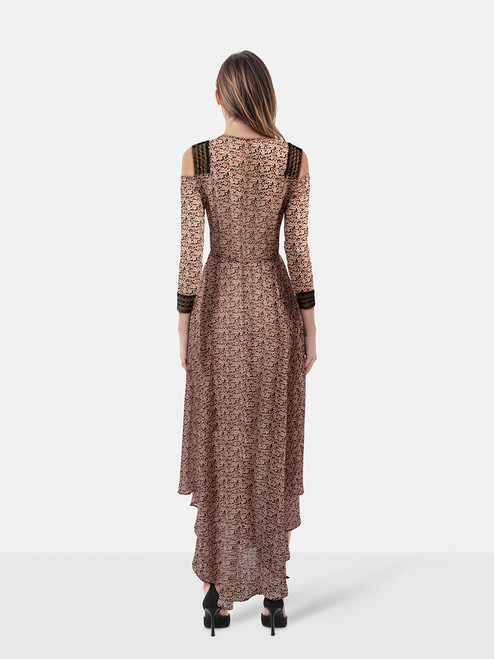 Maje Floral Long Sleeve Sheer Midi Dress Maje Floral Long Sleeve Sheer Midi Dress