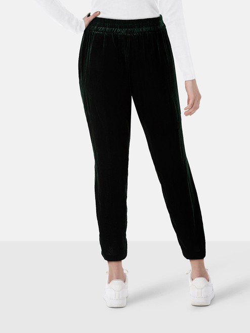 Sandro Green Velvet Slim Zipped Cuff Trousers