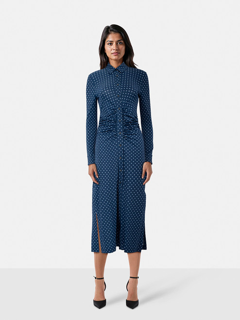 Altuzarra Blue Polkadot Ruched Maxi Dress Altuzarra Blue Polkadot Ruched Maxi Dress