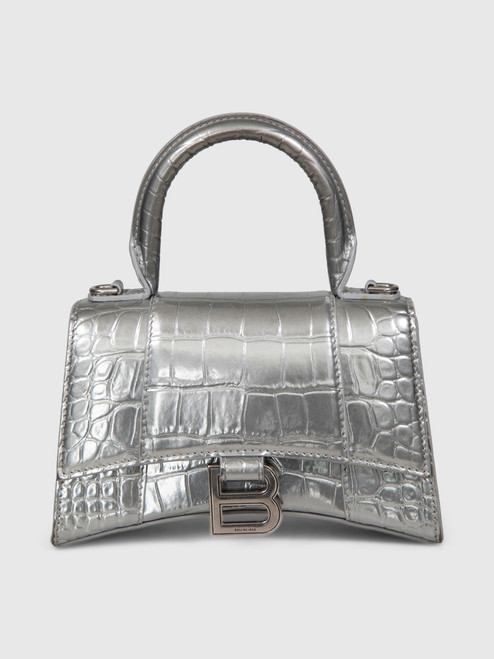 Balenciaga Silver Croc Embossed Hourglass XS Bag Balenciaga Silver Croc Embossed Hourglass XS Bag