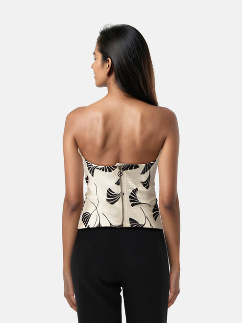 Giorgio Armani Black & White Floral Corset Top Giorgio Armani Black & White Floral Corset Top
