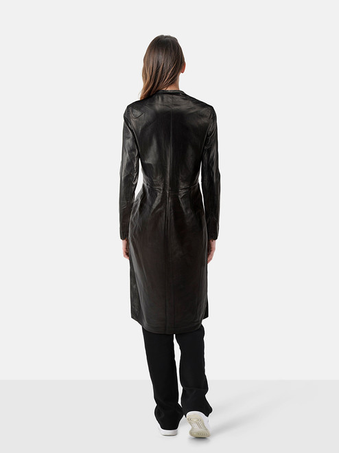 Salvatore Ferragamo Black Leather Long Coat Salvatore Ferragamo Black Leather Long Coat