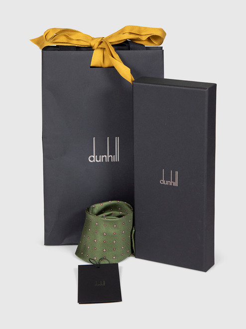Dunhill Green Silk Floral Print Tie Dunhill Green Silk Floral Print Tie