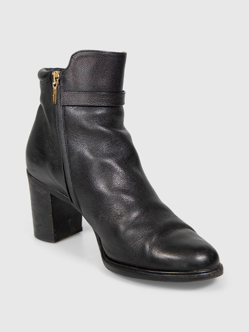 Salvatore Ferragamo Black Side Zipped Leather Boots