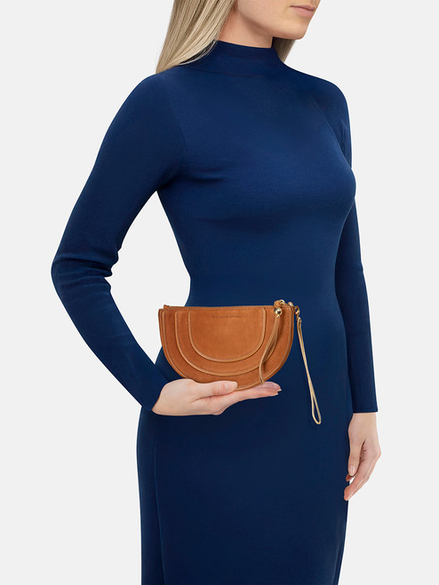 Diane Von Furstenberg Brown Nubuck Wristlet Pouch