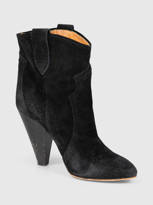 Isabel Marant Black Suede Heel Ankle Boots