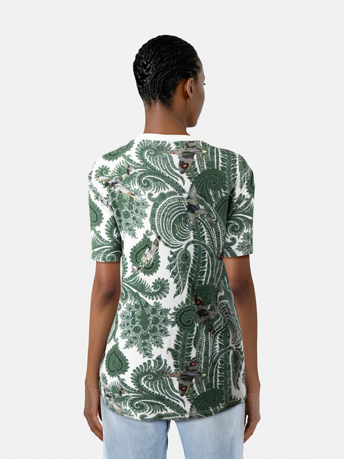 Givenchy Green Paisley & Aircraft Print T-Shirt