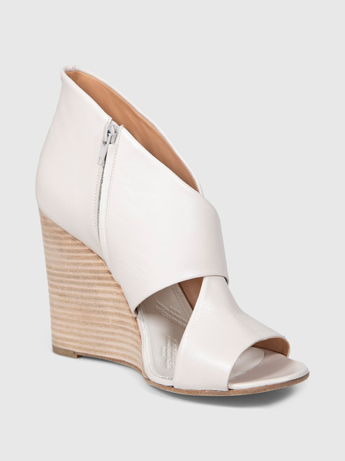 Maison Margiela Ecru Leather Cross Strap Wedges