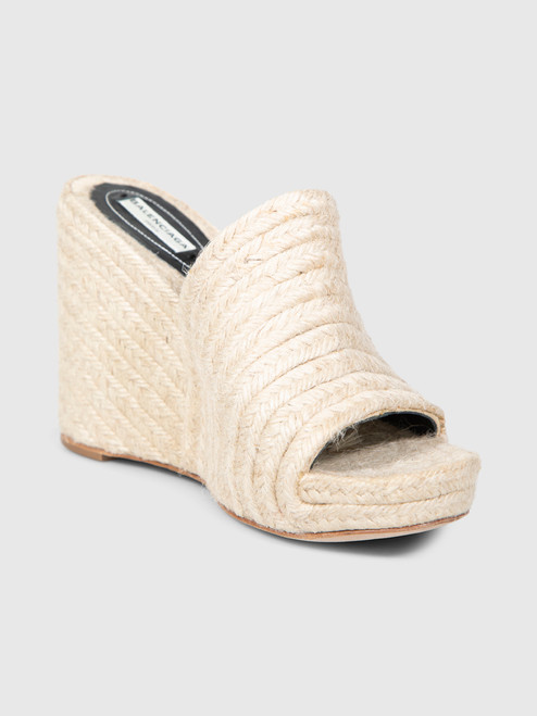 Balenciaga Beige Jute Wedge Sandals Balenciaga Beige Jute Wedge Sandals