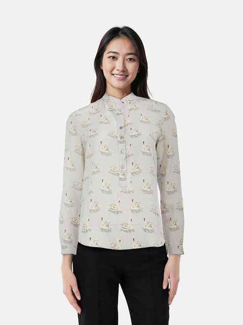 Stella McCartney Swan Print Silk Blouse