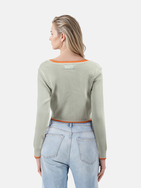 Diesel Green Cropped Knit Cardigan