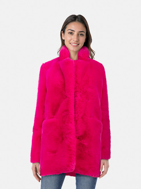 Apparis Fuchsia Faux fur Coat