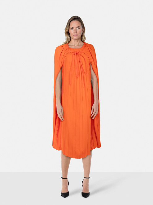 Maison Margiela Orange Midi Pleated Dress