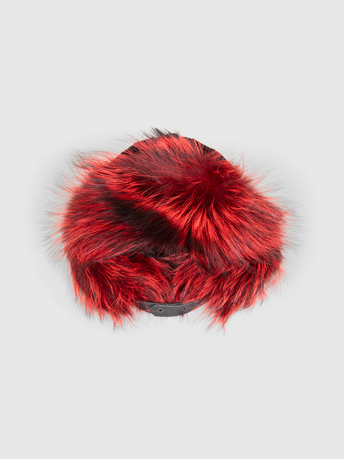 Sagafurs Red & Black Fur Hood Hat