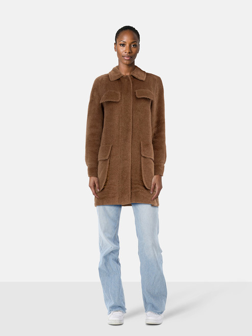 Max Mara Brown Alpaca Wool Teddy Coat
