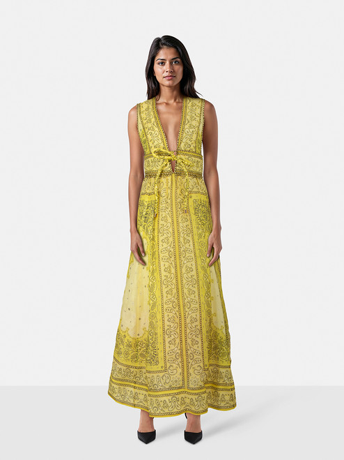 Zimmermann Yellow Paisley Matchmaker Bow Dress