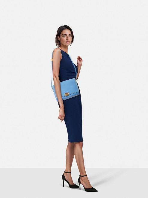 Smythson Blue Leather Crossbody Bag