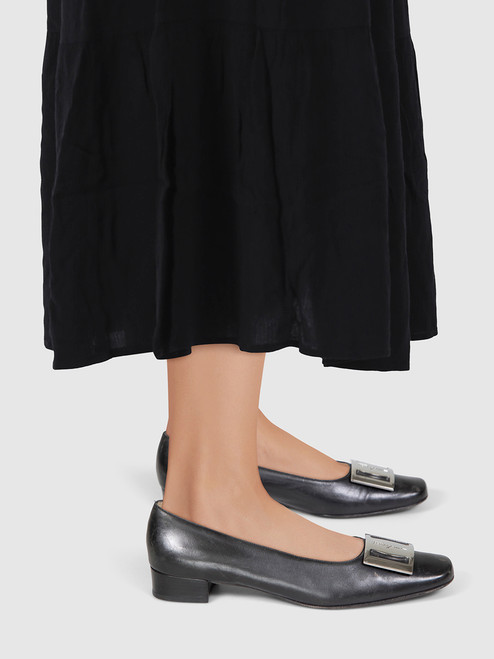 Salvatore Ferragamo Black Leather Low Heel Pumps