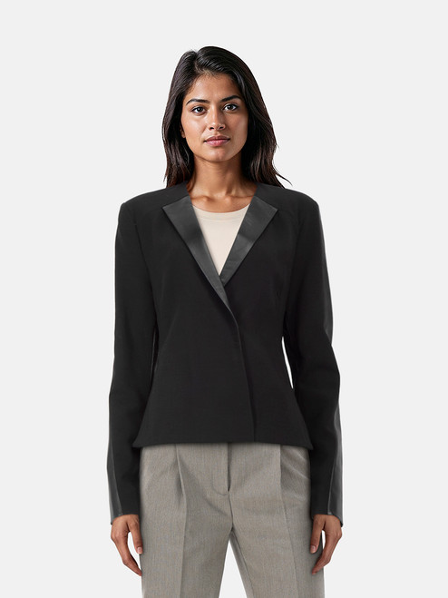 Fendi Black Wool Leather Sleeves Blazer