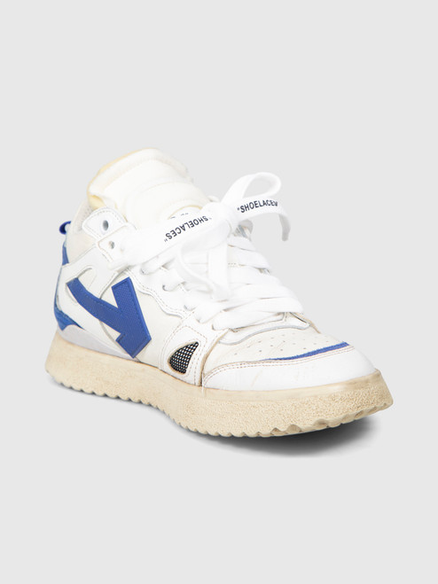 Off-White White & Blue Mid Top Sponge Trainers