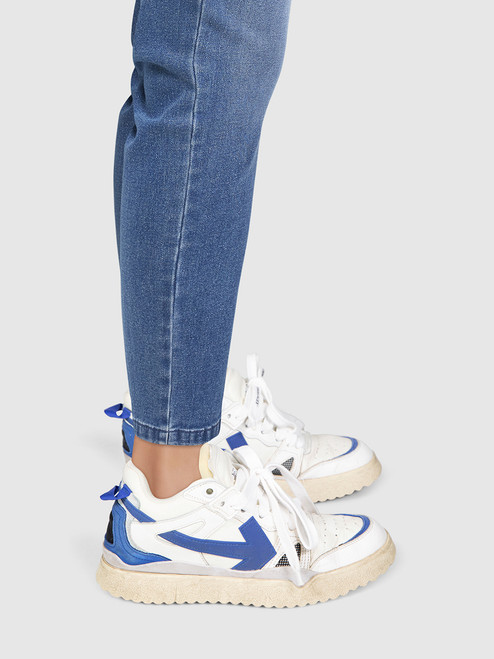 Off-White White & Blue Mid Top Sponge Trainers