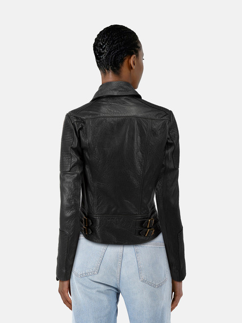 Burberry Black Leather Hardware Detail Jacket