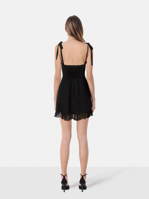 Reformation Black Ruffle Trim Sleeveless Dress