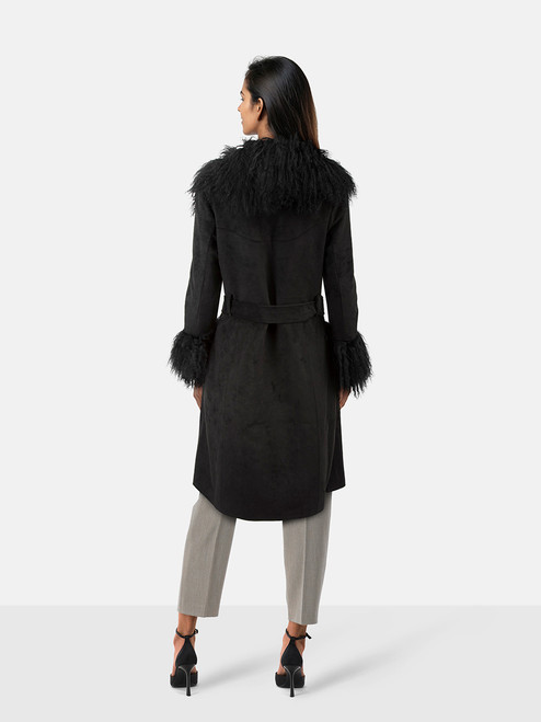 Charlotte Simone Black Lamb Shearling Penny Coat