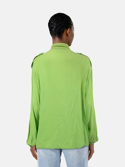 Valentino Garavani Vintage Green Silk Button Up Blouse