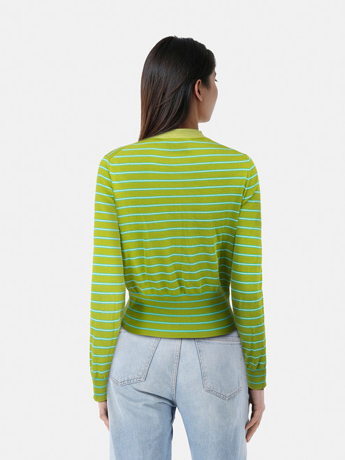 Prada Green Striped Button Up Cardigan