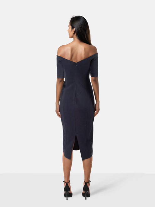 Cinq à Sept Navy Off The Shoulder Dress