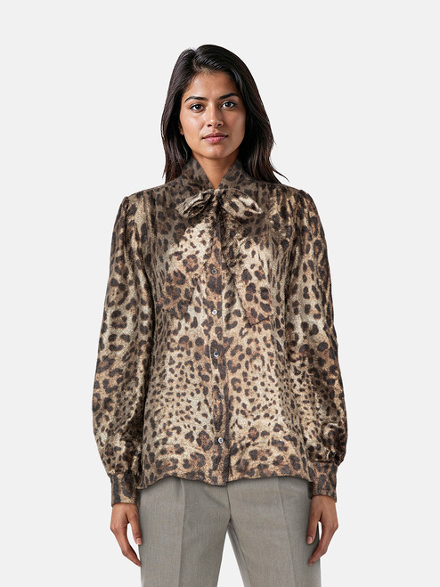 Dolce & Gabbana Metallic Leopard Print Blouse