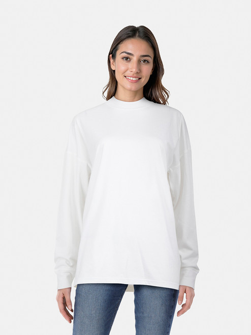 The Row White Long Sleeve Mock Neck Top