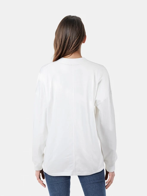 The Row White Long Sleeve Mock Neck Top