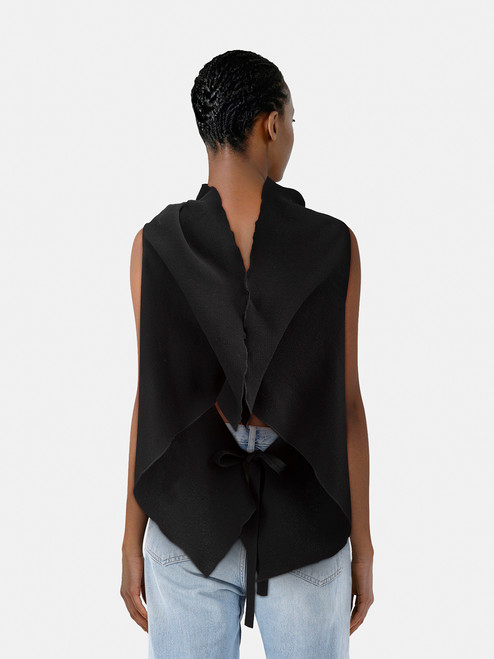 Roland Mouret Black Wool Open Back Top