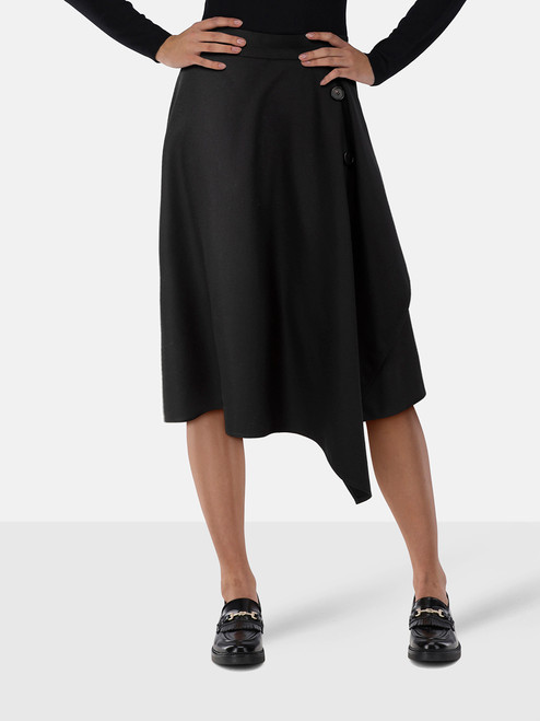 Marni Black Front Drape Midi Skirt