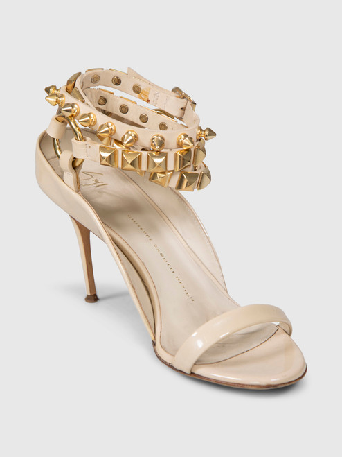 Giuseppe Zanotti Beige & Gold Studded Sandals