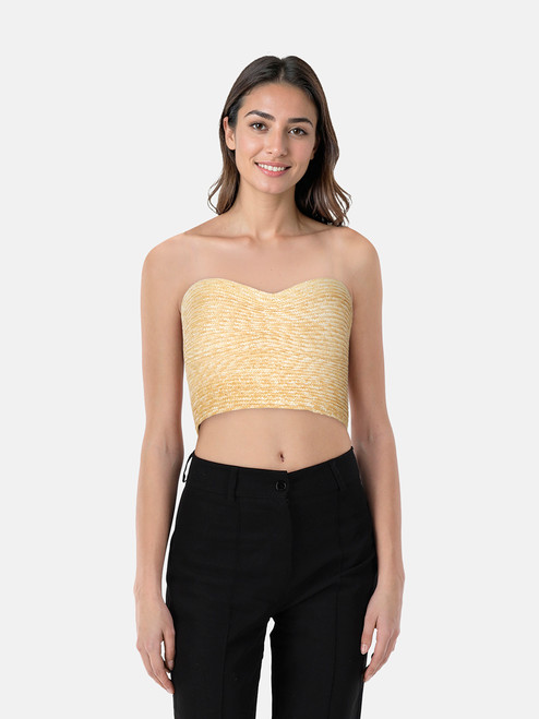 Cult Gaia Jacira Straw Bustier Top