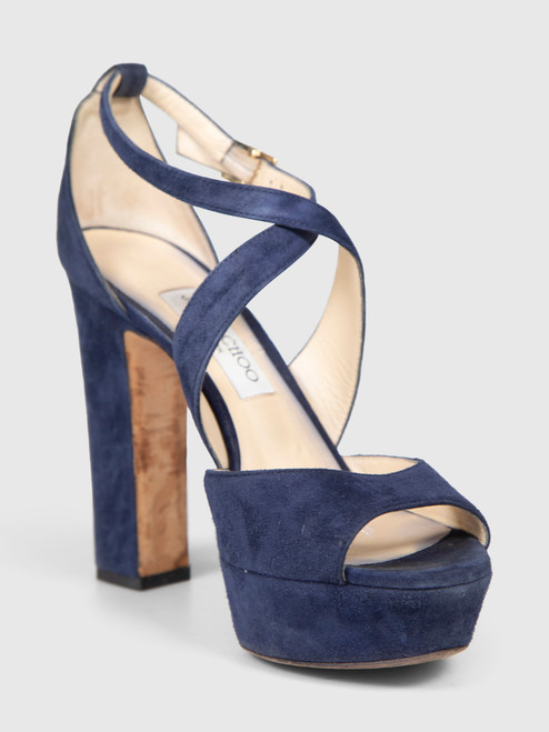 Jimmy Choo Navy Suede Platform Sandals