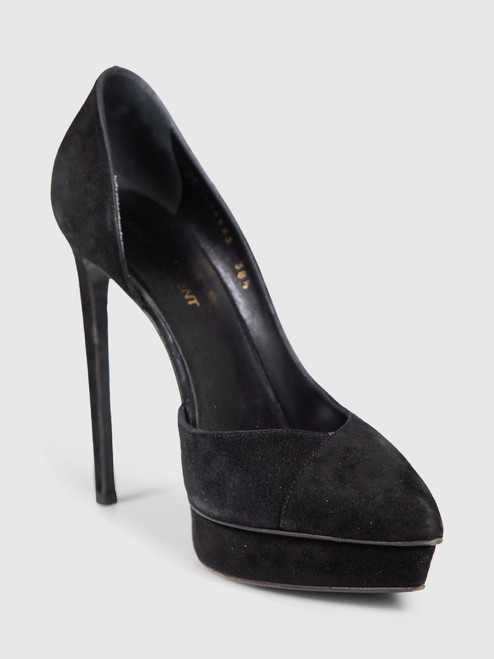 Saint Laurent Black Suede D'Orsay Pumps