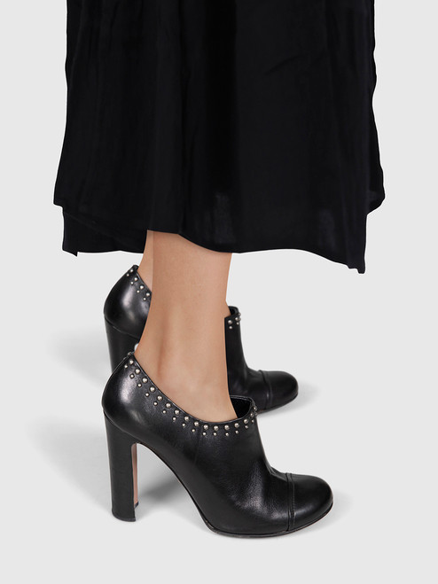Prada Black Leather Studded Ankle Boots
