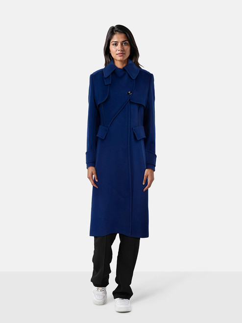 Sportmax Blue Wool Long Trench Coat Sportmax Blue Wool Long Trench Coat