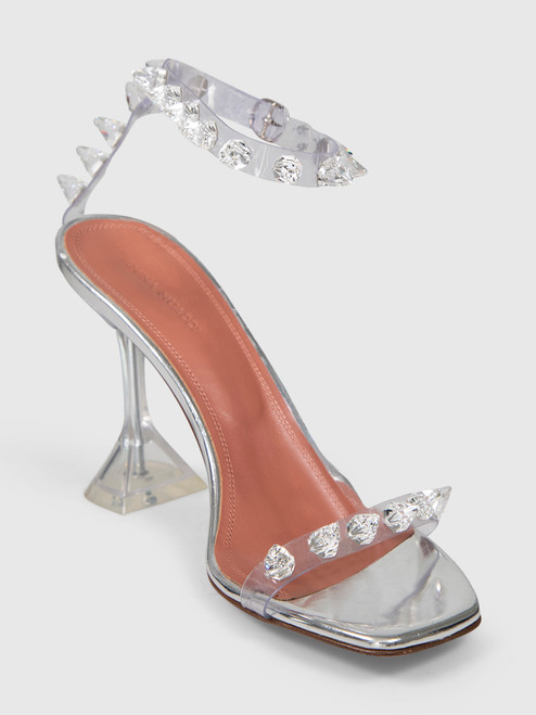 Amina Muaddi Transparent Studded Heeled Sandals