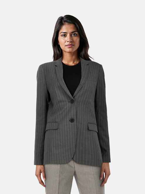 Theory Grey Wool Pinstripe Pattern Blazer
